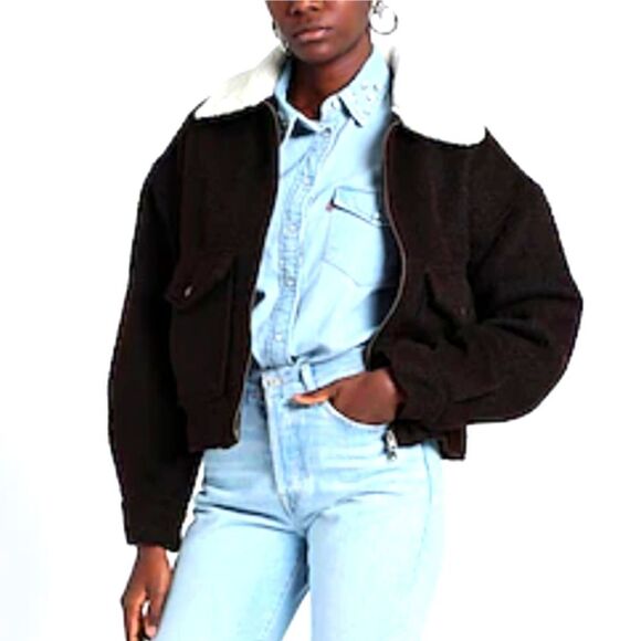 Levi's XL Brown Baby Bubble Wool Trucker Jacket, NEW - Picture 1 of 16